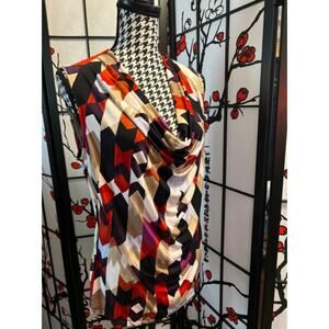 New Worthington Drape Collar Multicolored Top Size Large